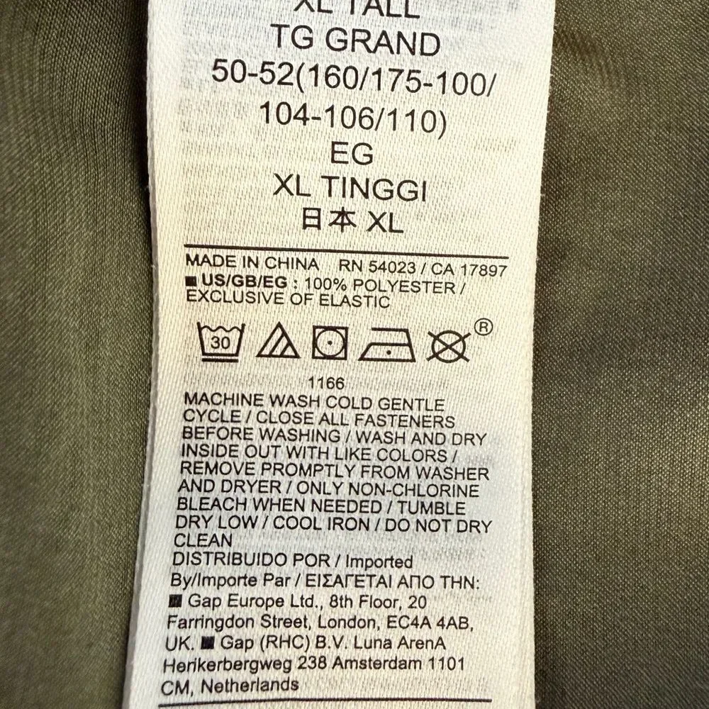 Gap Tie-Front Tiered Mini Dress Army Green XL Tall - Picture 7 of 8